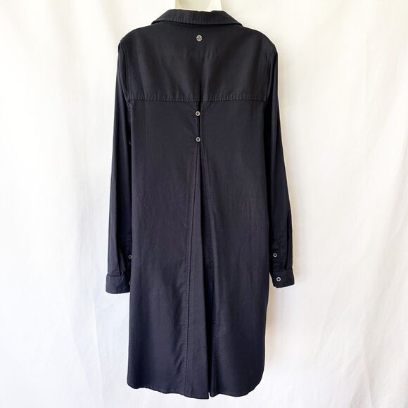 NWOT PrAna Yarrow Organic Cotton Hemp Blend Shirt Dress (XL) in Black - Picture 4 of 16